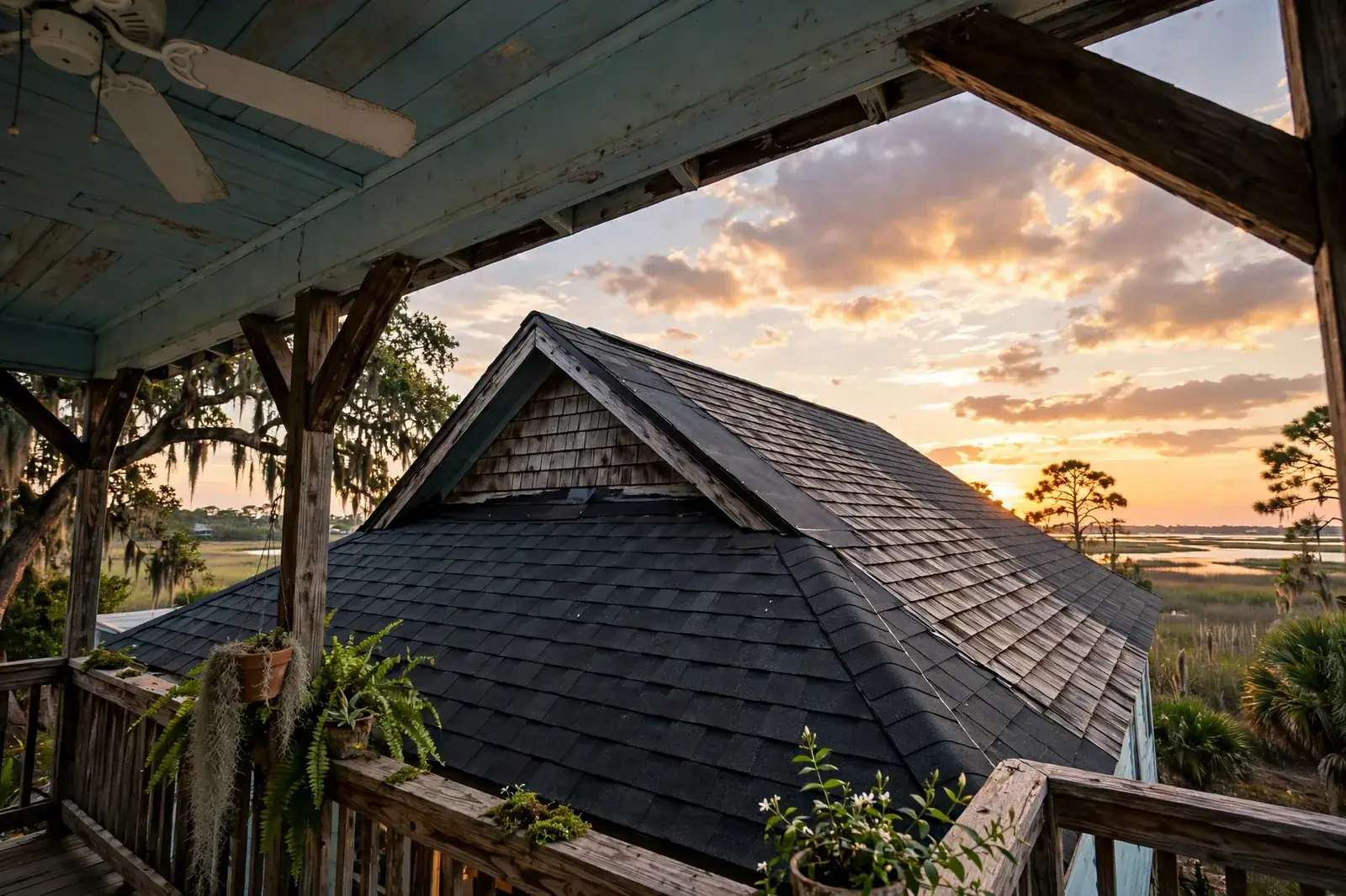 Roofing work related to roof repair reviews on a home in Beaumont, Texas