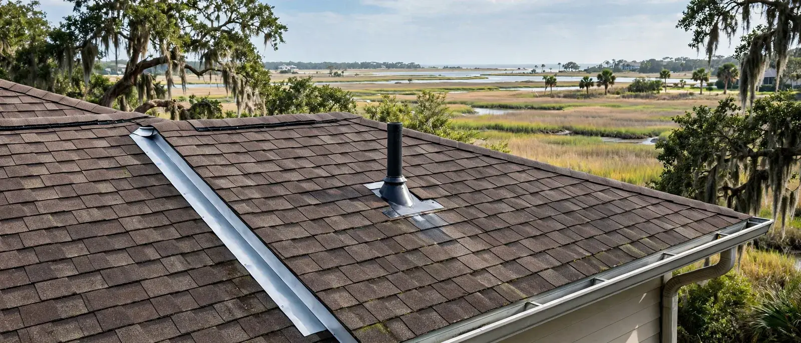 Roofing work related to roofing services on a home in Beaumont, Texas