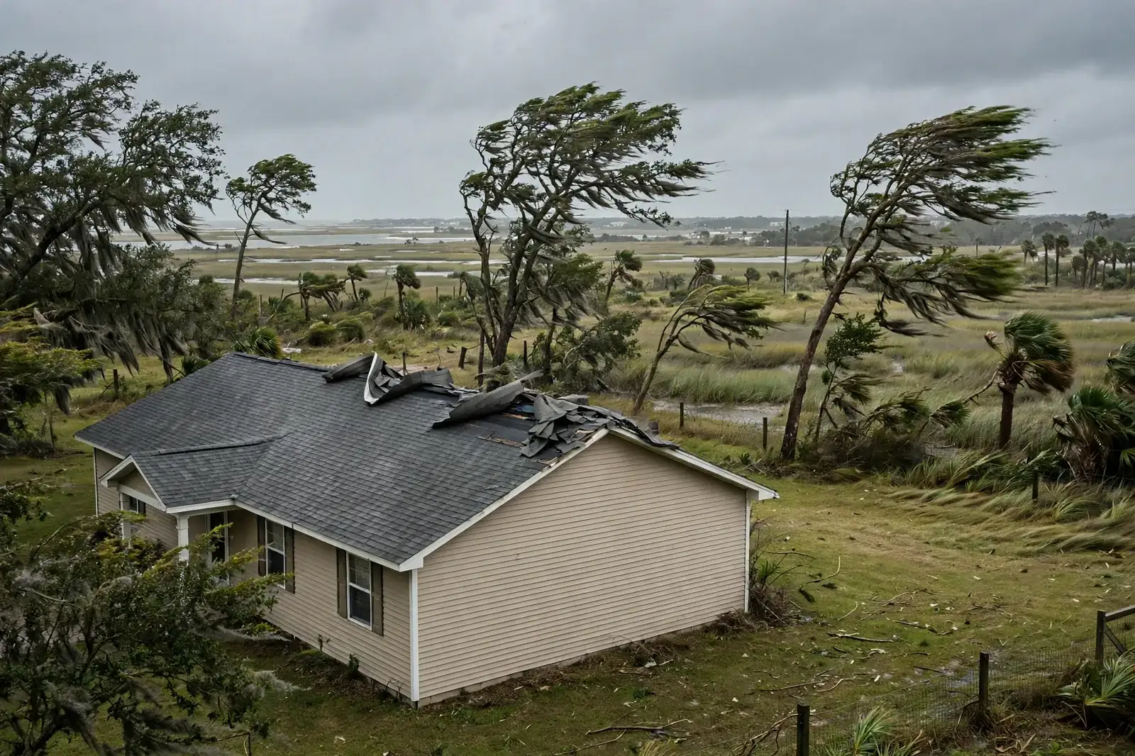 Roofing work related to wind damage repair on a home in Beaumont, Texas